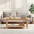 Arc Corner Wood Coffee Table with Storage Shelf  natural