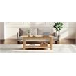 Arc Corner Wood Coffee Table with Storage Shelf  natural