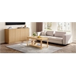 Arc Corner Wood Coffee Table with Storage Shelf  natural