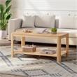 Arc Corner Wood Coffee Table with Storage Shelf  natural