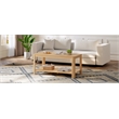 Arc Corner Wood Coffee Table with Storage Shelf  natural
