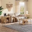 Arc Corner Wood Coffee Table with Storage Shelf  natural