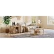 Arc Corner Wood Coffee Table with Storage Shelf  natural