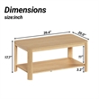 Arc Corner Wood Coffee Table with Storage Shelf  natural