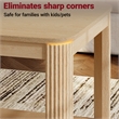 Arc Corner Wood Coffee Table with Storage Shelf  natural