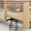 Arc Corner Wood Coffee Table with Storage Shelf  natural