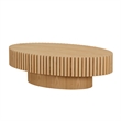 Modern Oval Drum Coffee Table 43.7  Natural Ash MDF Pedestal Base