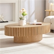 Modern Oval Drum Coffee Table 43.7  Natural Ash MDF Pedestal Base