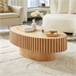 Modern Oval Drum Coffee Table 43.7  Natural Ash MDF Pedestal Base