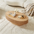 Modern Oval Drum Coffee Table 43.7  Natural Ash MDF Pedestal Base