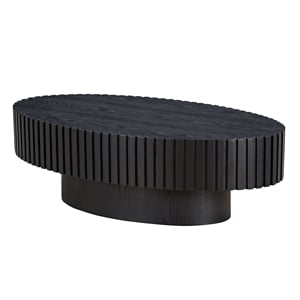 Modern Black Oval Coffee Table with Pedestal Base 43.7  MDF