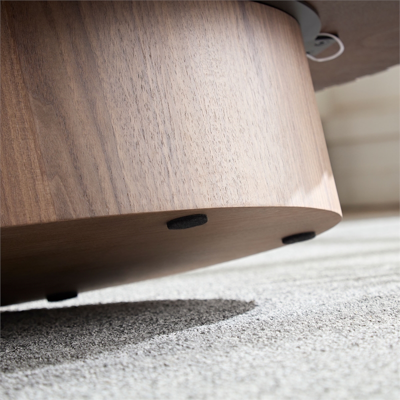 Walnut Oval Drum Coffee Table with Pedestal Base 43.7