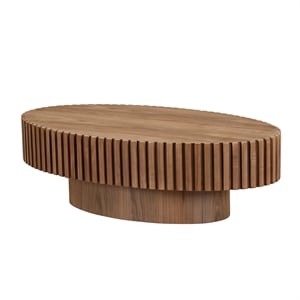 Walnut Oval Drum Coffee Table with Pedestal Base 43.7