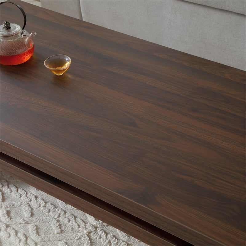 Walnut Wood Coffee Table Modern Rectangular Living Room Center Table