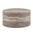 Gray wood Round Coffee Table 23.6 Modern Stone Pattern