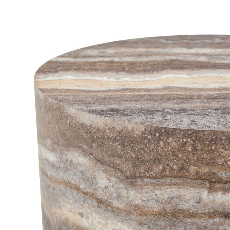 Gray wood Round Coffee Table 23.6 Modern Stone Pattern