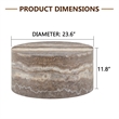 Gray wood Round Coffee Table 23.6 Modern Stone Pattern