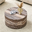 Gray wood Round Coffee Table 23.6 Modern Stone Pattern