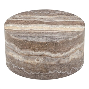 Gray wood Round Coffee Table 23.6 Modern Stone Pattern