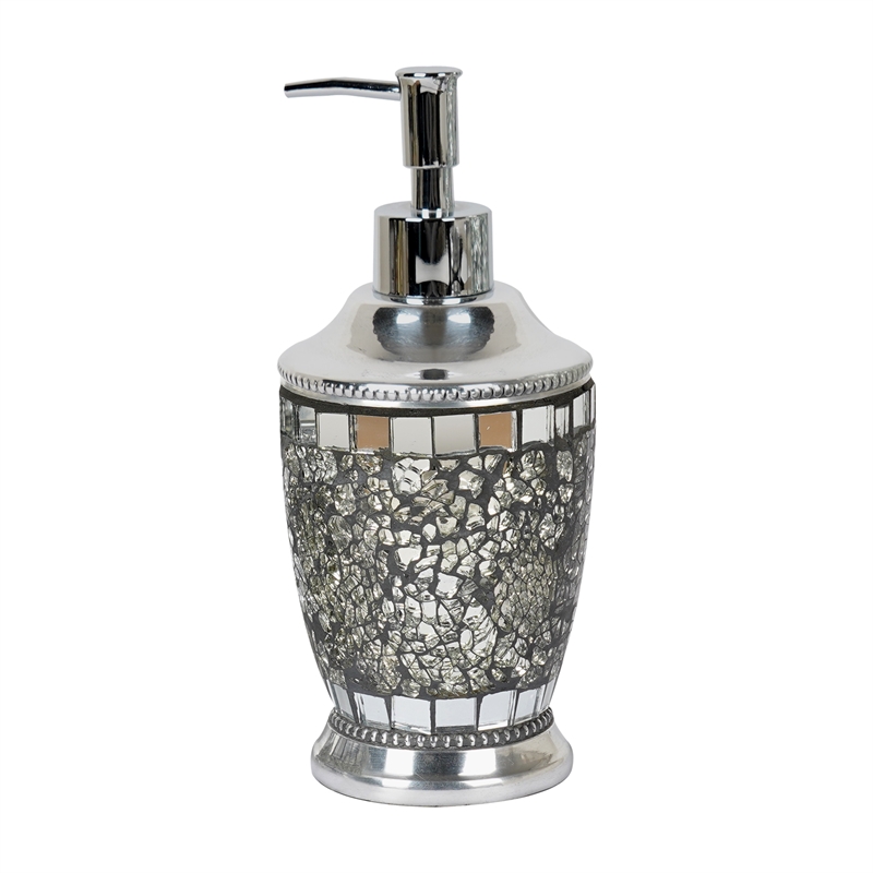 Liquid Soap Dispenser Pump Bottle Silver Aluminum Bathroom Kitchen Vanity Decor