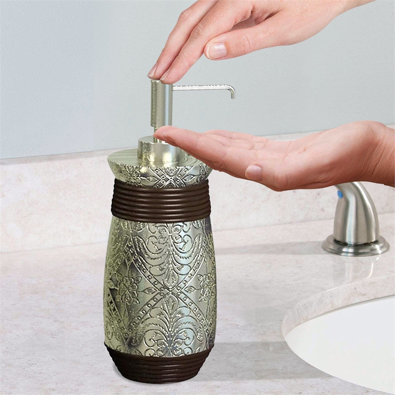 Silver Resin Soap Dispenser Pump Bottle for Bathroom and Kitchen Sink