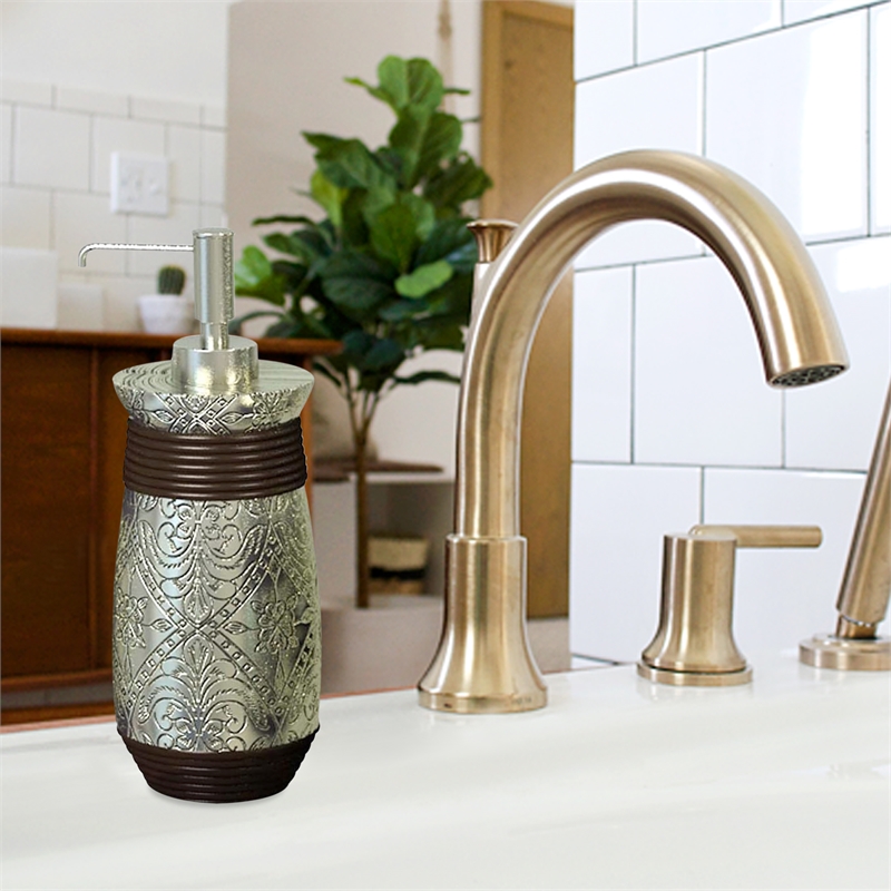 Silver Resin Soap Dispenser Pump Bottle for Bathroom and Kitchen Sink