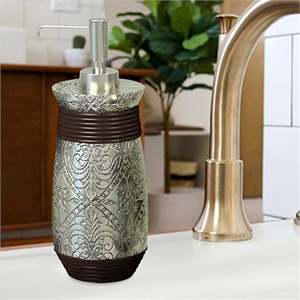 Silver Resin Soap Dispenser Pump Bottle for Bathroom and Kitchen Sink