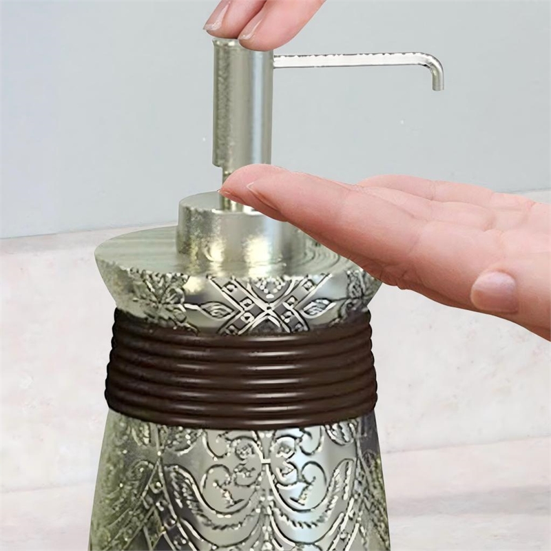 Silver Resin Soap Dispenser Pump Bottle for Bathroom and Kitchen Sink