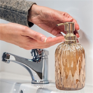 Amber Glass Liquid Soap Dispenser Pump for Bathroom and  Kitchen Sink