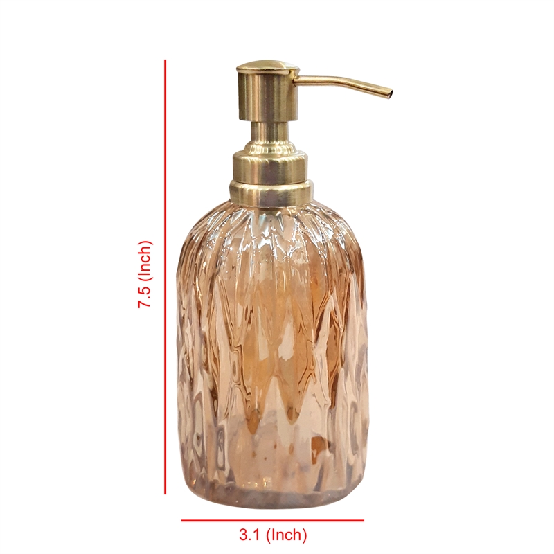 Amber Glass Liquid Soap Dispenser Pump for Bathroom and  Kitchen Sink