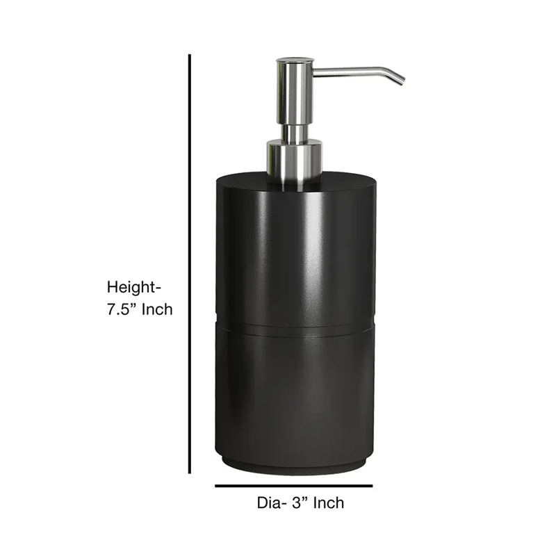 Black Resin Liquid Soap Dispenser Pump Bottle for Bathroom and Kitchen Sink