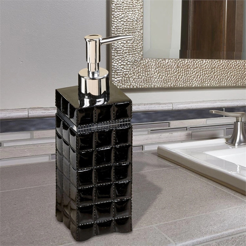 Black Resin Liquid Soap Dispenser for Bathroom Vanity and  Kitchen Sink