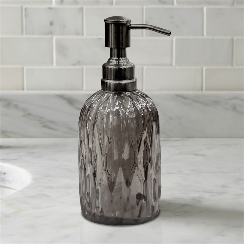 Black Glass Liquid Soap Dispenser Pump for Bathroom Vanity and  Kitchen Sink