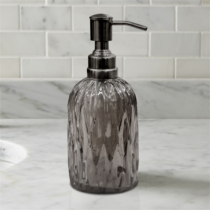 Black Glass Liquid Soap Dispenser Pump for Bathroom Vanity and  Kitchen Sink