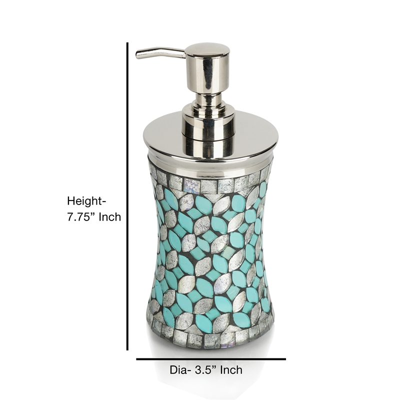 Silver Glass Mosaic Liquid Soap Dispenser Pump for Bathroom and  Kitchen Sink