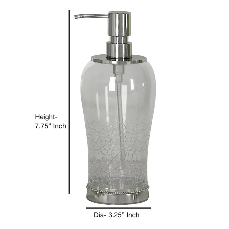 Smoke Metal  Crackle Glass Soap Dispenser Pump for Bathroom and  Kitchen Sink