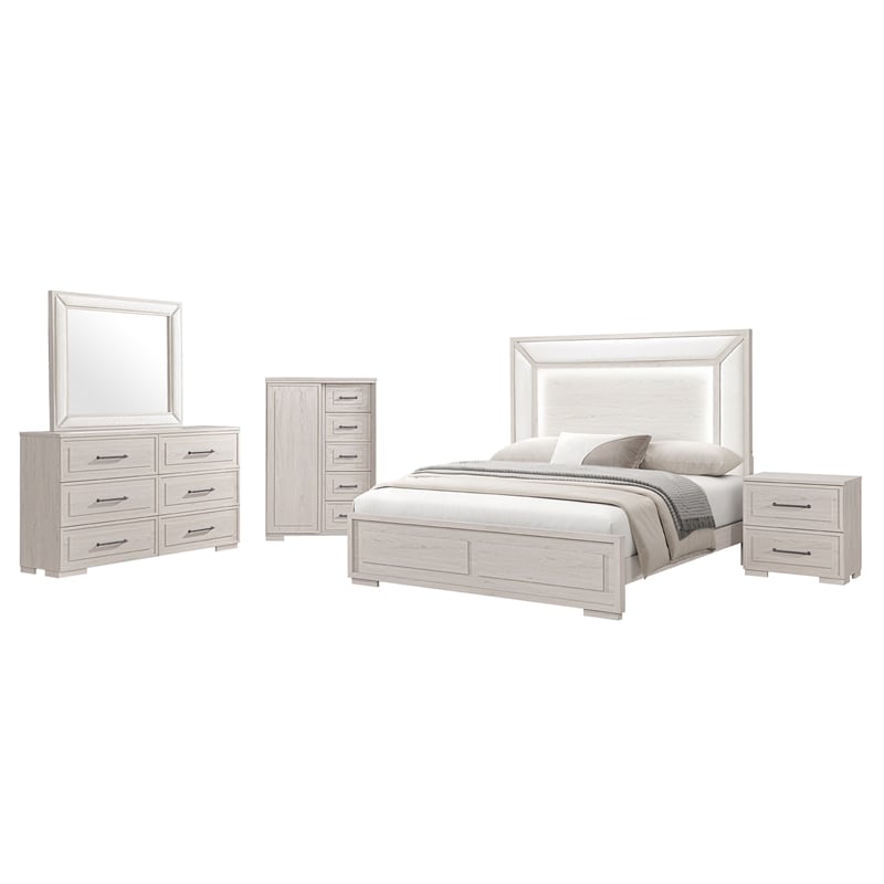 Ciara Beige Nightstand - Elegant Solid Wood Bedside Table for Bedroom Storage