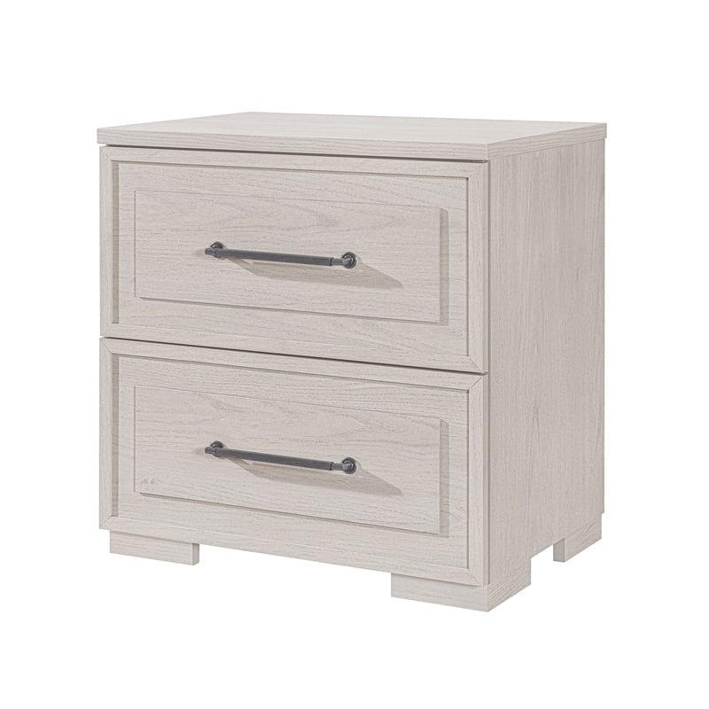 Ciara Beige Nightstand - Elegant Solid Wood Bedside Table for Bedroom Storage