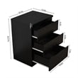 19.7-Inch Black Solid Wood Nightstand with 3 Drawers and Storage Cabinet