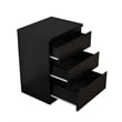 19.7-Inch Black Solid Wood Nightstand with 3 Drawers and Storage Cabinet