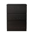 19.7-Inch Black Solid Wood Nightstand with 3 Drawers and Storage Cabinet