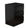 19.7-Inch Black Solid Wood Nightstand with 3 Drawers and Storage Cabinet