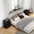 19.7-Inch Black Solid Wood Nightstand with 3 Drawers and Storage Cabinet