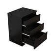 19.7-Inch Black Solid Wood Nightstand with 3 Drawers and Storage Cabinet