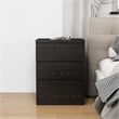 19.7-Inch Black Solid Wood Nightstand with 3 Drawers and Storage Cabinet