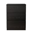 19.7-Inch Black Solid Wood Nightstand with 3 Drawers and Storage Cabinet