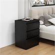 19.7-Inch Black Solid Wood Nightstand with 3 Drawers and Storage Cabinet