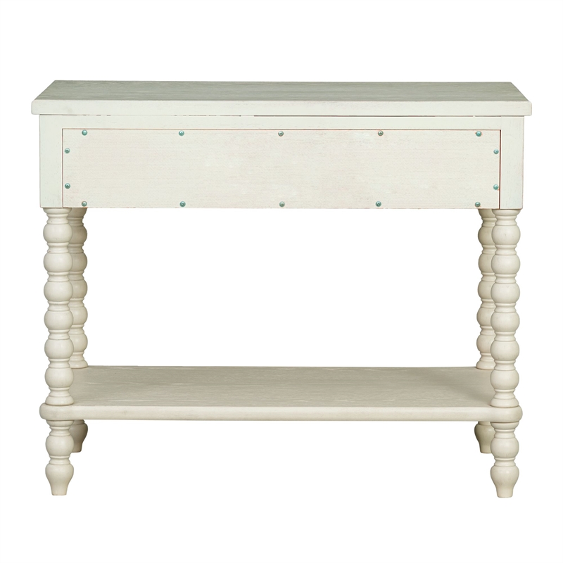 Antique Cream Large Solid Wood Nightstand beige