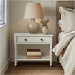 Antique Cream Large Solid Wood Nightstand beige