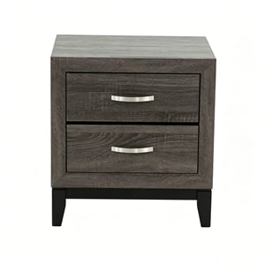 2 Drawer Modern Nightstand with Storage Gray Solid Wood 24 Wide